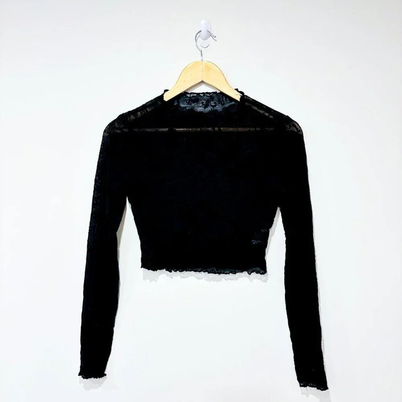 💕 5/40$ 💕 SHEIN Black Sheer Velvet Floral Crop Top | X-Small * - Picture 1 of 8